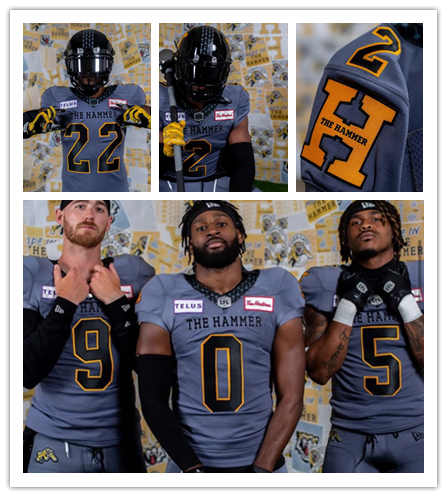 CFL HAMILTON TIGER-CATS Custom Gray New Era MADE IN THE HAMMER' UNIFORM Football Jersey